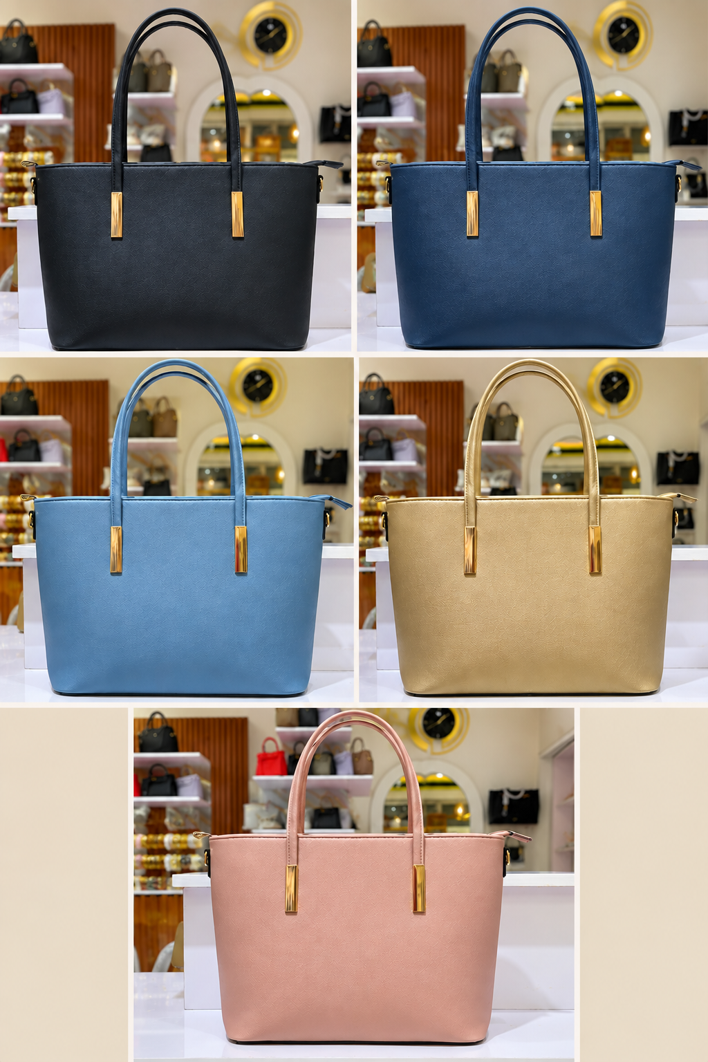 collage2 Elegant Large Structured Tote Bag « Neba » – Laptop Friendly - Image 1